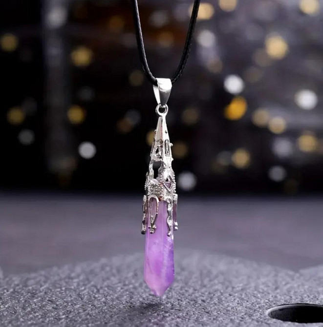 Кулон-маятник з аметиста 6 см | Підвіска для чакр і енергії Київ - фото 1