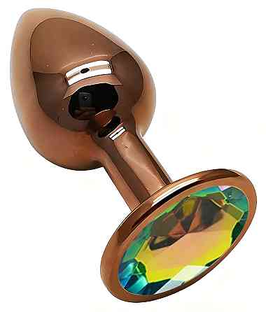 Анальна пробка з кристалом EGZO - Dark Gold Round Plug Rainbow, size S Sex Aura Київ