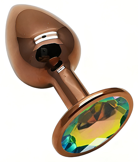 Анальна пробка з кристалом EGZO - Dark Gold Round Plug Rainbow, size S Sex Aura Київ - фото 2