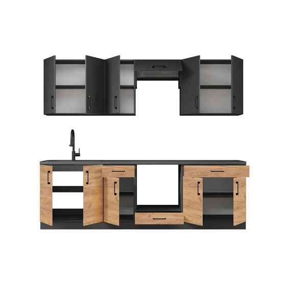 Кухня модульна Эверест Оптима набор №6 Антрацит+Дуб крафт золотой 2,6 м (без столешницы) (DTM-5715) Львов