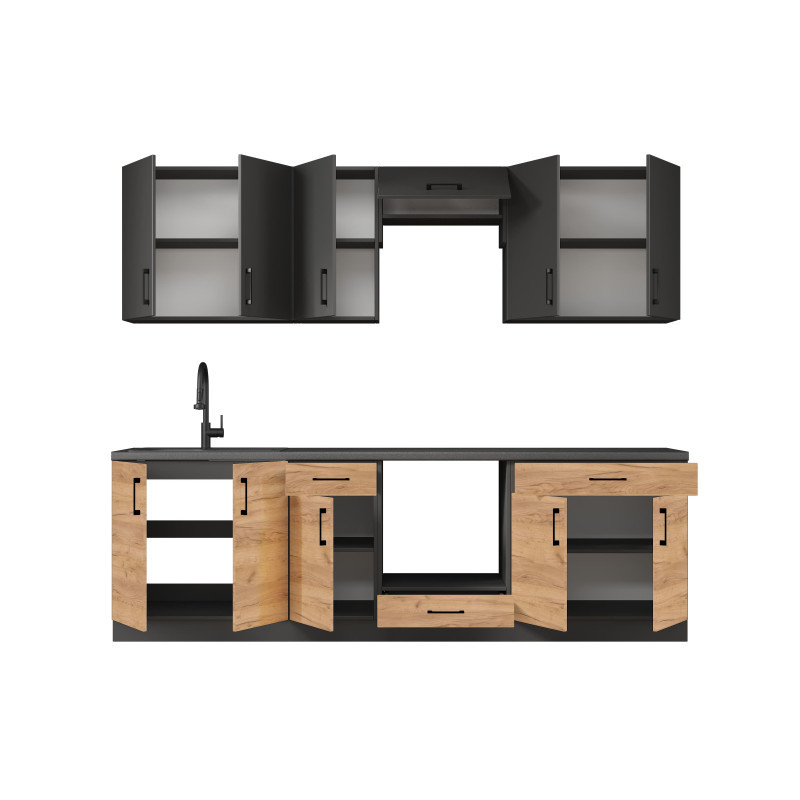 Кухня модульна Эверест Оптима набор №6 Антрацит+Дуб крафт золотой 2,6 м (без столешницы) (DTM-5715) Львов - изображение 3