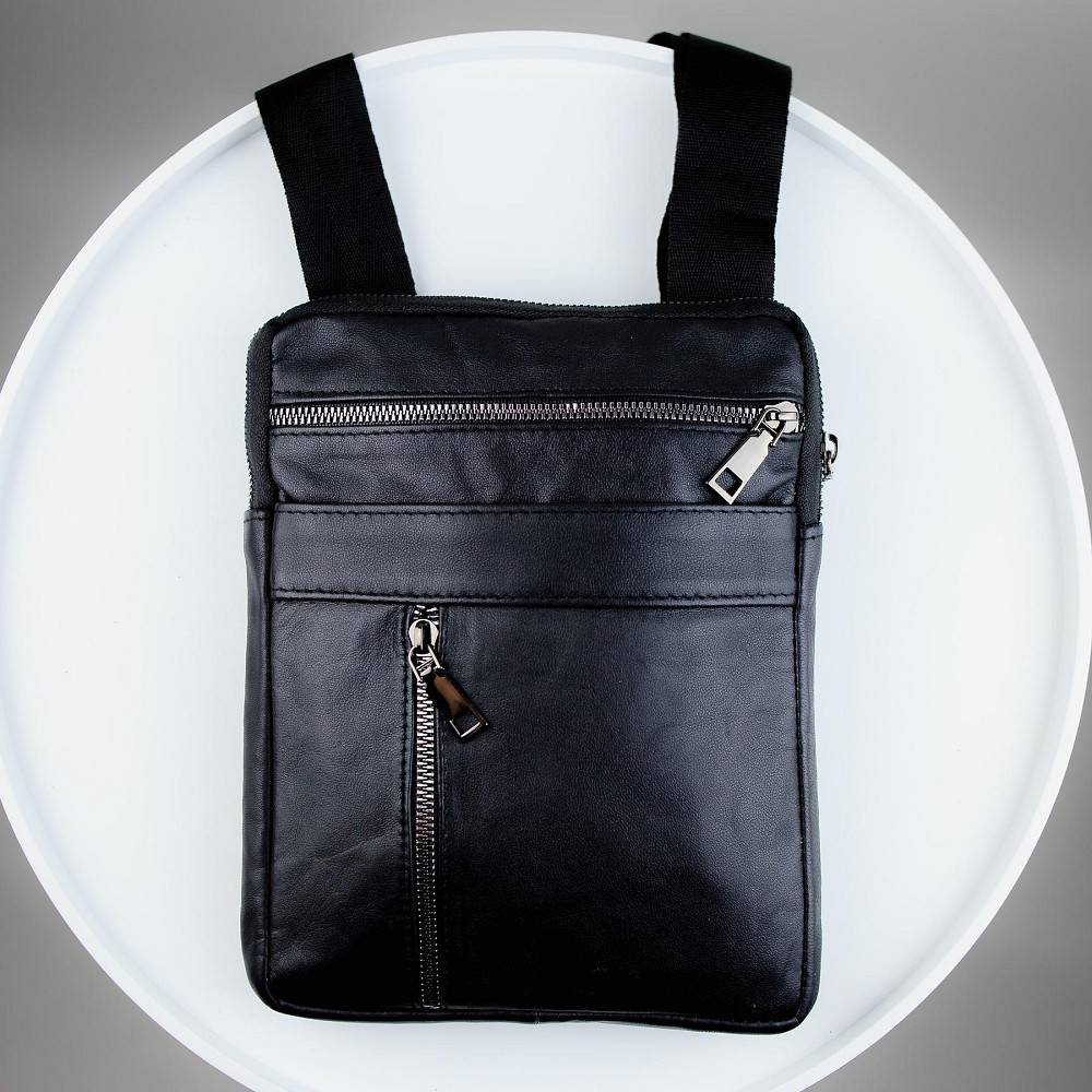 Сумка-месенджер із натуральної гладкої шкіри ST002 (Чорна) Суми - фото 9