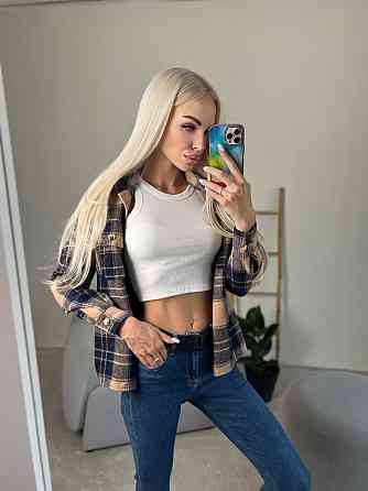 Жіноча тепла сорочка "Elba" оптом | Розпродаж моделі 42-44, Синій+кемел Київ