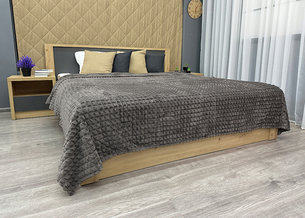 Плед-покривало Кубик 200х220 см (+-10см) Темно-сірий (87-227) Київ - фото 4