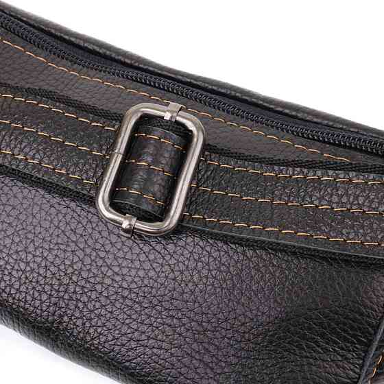 Привлекательная сумка-бананка для мужчин из натуральной зернистой кожи Shvigel 23127 Черный Киев