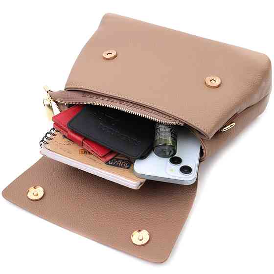 Ділова сумка для жінок з короткою ручкою з натуральної шкіри Коричнева (Vintage) Київ