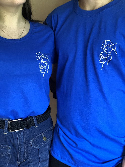 Парные футболки для влюбленных парня и девушки с АРТ ПРИНТОМ ЛИЦА Черновцы - изображение 2