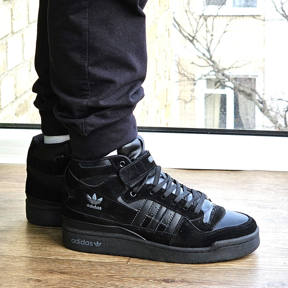 Высокие Зимние Кроссовки Adidas Forum с МЕХОМ Черные Мужские Ботинки Адидас (размеры: 43,44,45) Днепр - изображение 8