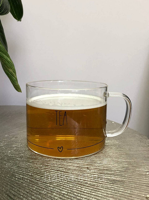 Кухоль скляний Olens "Tea-Lover" прозорий з написом Київ - фото 1