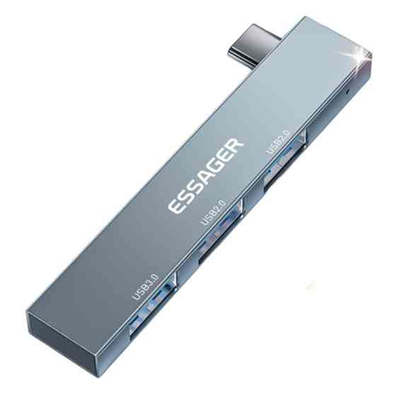 Хаб Essager EHBC03-FY0G-P Type-C 3в1 (Сірий) Николаев