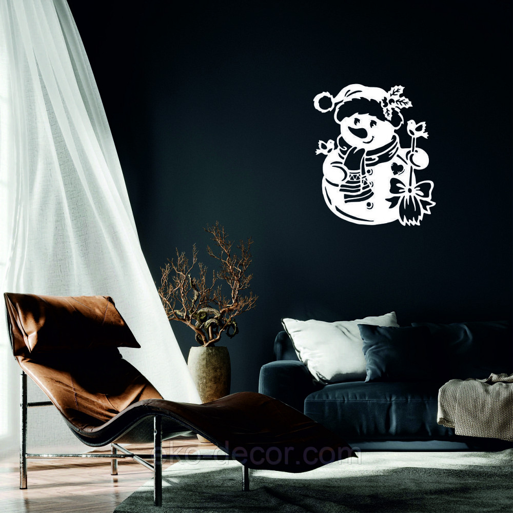 Декоративное настенное Панно «Снеговик», Декор на стену 70*60 см, Белый Киев - изображение 1