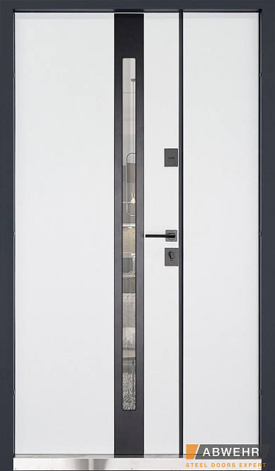 Входная дверь Abwehr Defender Nordi Glass RAL 7021T+Vinorit Белая 1200*2050 мм Стильная входная дверь Киев - изображение 2