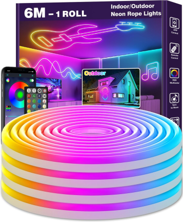 Неонова RGB LED-стрічка LETIANPAI 6 м, керування з телефона та пульта, музичний режим, 29 ефектів, таймер, IP65 Київ