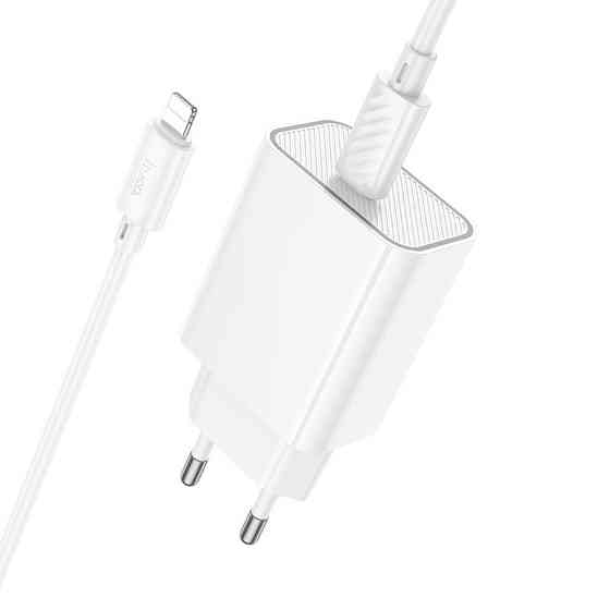 Сетевое зарядное устройство с кабелем HOCO C143A Benefit single port PD20W charger set(C to iP) White Одесса