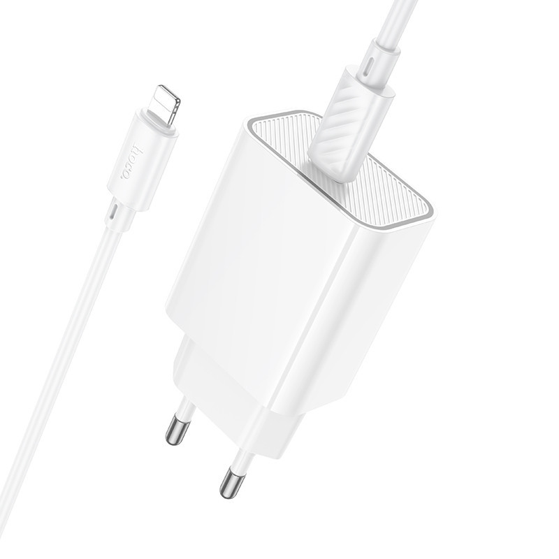 Сетевое зарядное устройство с кабелем HOCO C143A Benefit single port PD20W charger set(C to iP) White Одесса - изображение 6