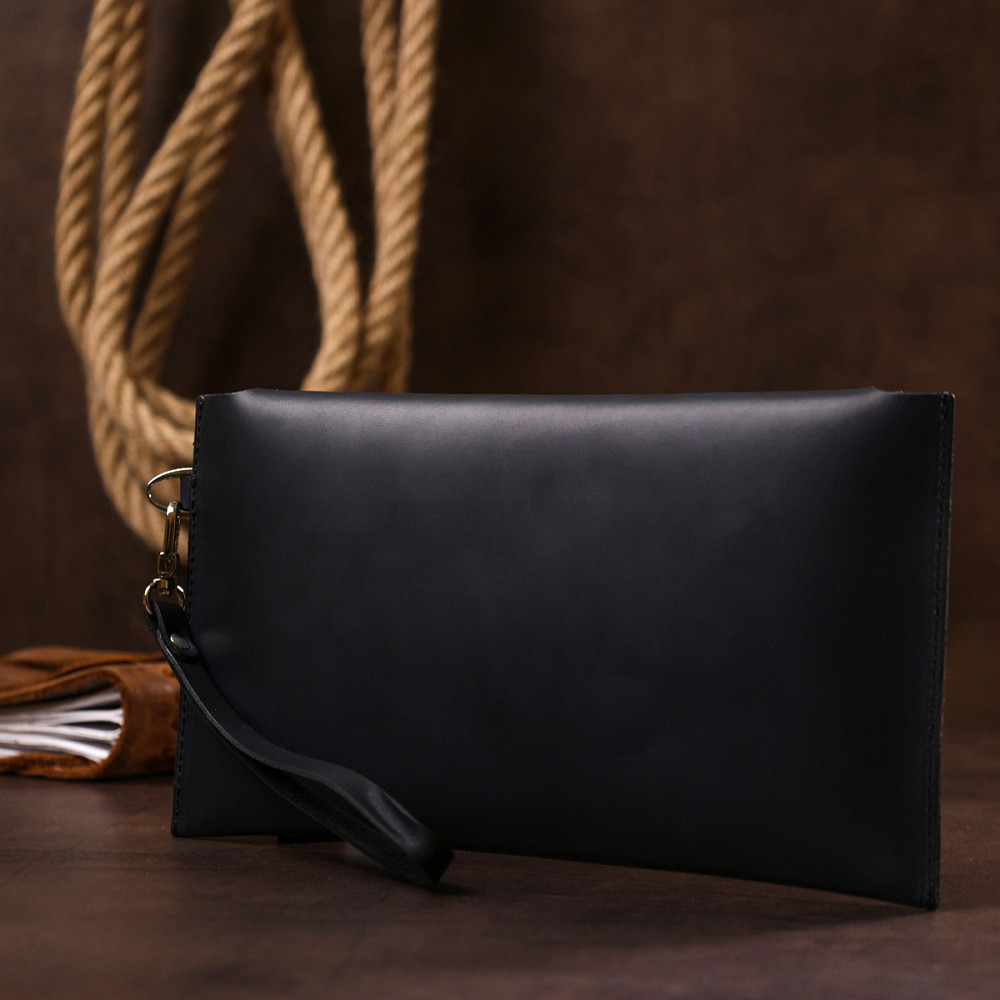 Кожаная матовая тревел-косметичка унисекс Черный (SHVIGEL) Киев - изображение 3