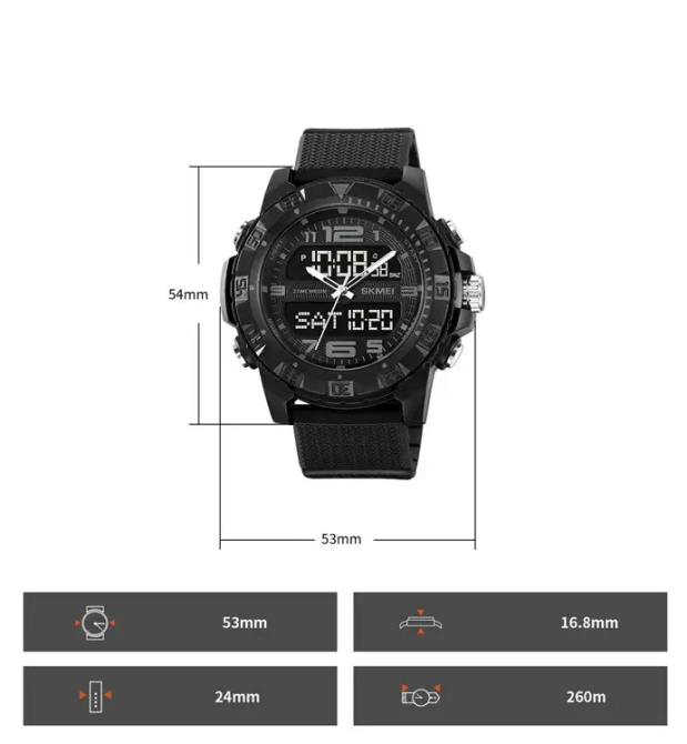 Часы мужские наручные спортивные Skmei 2162 с двойным дисплеем и подсветкой (Черный) Киев - изображение 7
