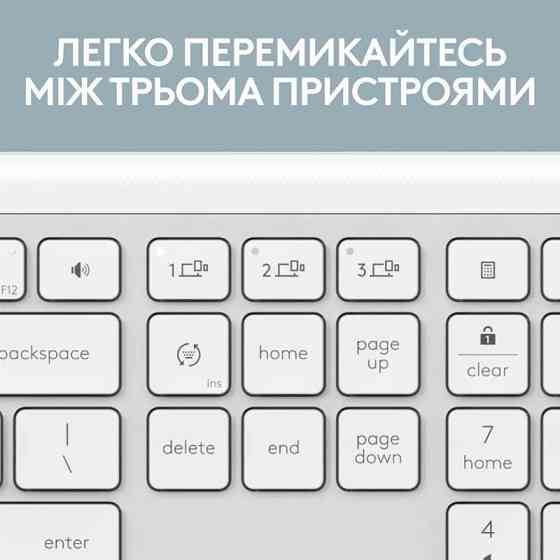 Клавіатура бездротова Logitech Signature Slim K950 US OffWhite USB (920-012466) Білий Харків