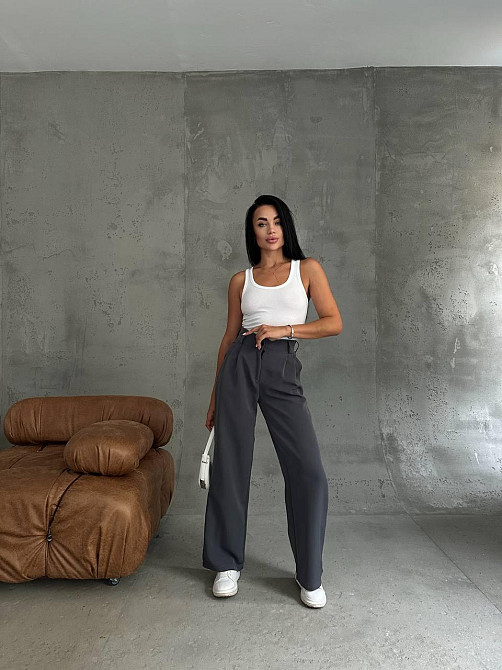 Жіночі базові штани палаццо костюмка Графіт, 42/44 Одеса - фото 4