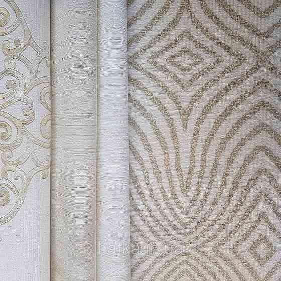 Шпалери метрові вінілові на флізелін 24 Carati Cristiana Masi абстракція смуги хвилі золотом на пісочному 3д Київ