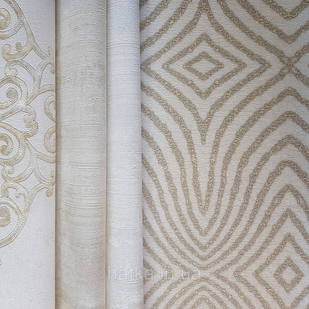 Шпалери метрові вінілові на флізелін 24 Carati Cristiana Masi абстракція смуги хвилі золотом на пісочному 3д Київ - фото 2