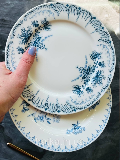 Тарілка порцеляна вінтажний стиль 20,7 см "Синій Вензель" 102-1465 для дому та ресторанів Київ - фото 1
