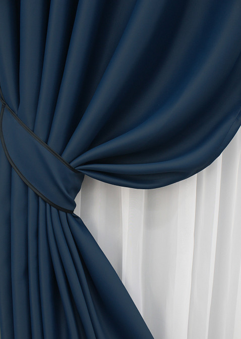 Комплект готовых штор VR-Textil Bagema Rvs № 1474ш Синий 100х270 см 2 шт (31-0054) Киев - изображение 5