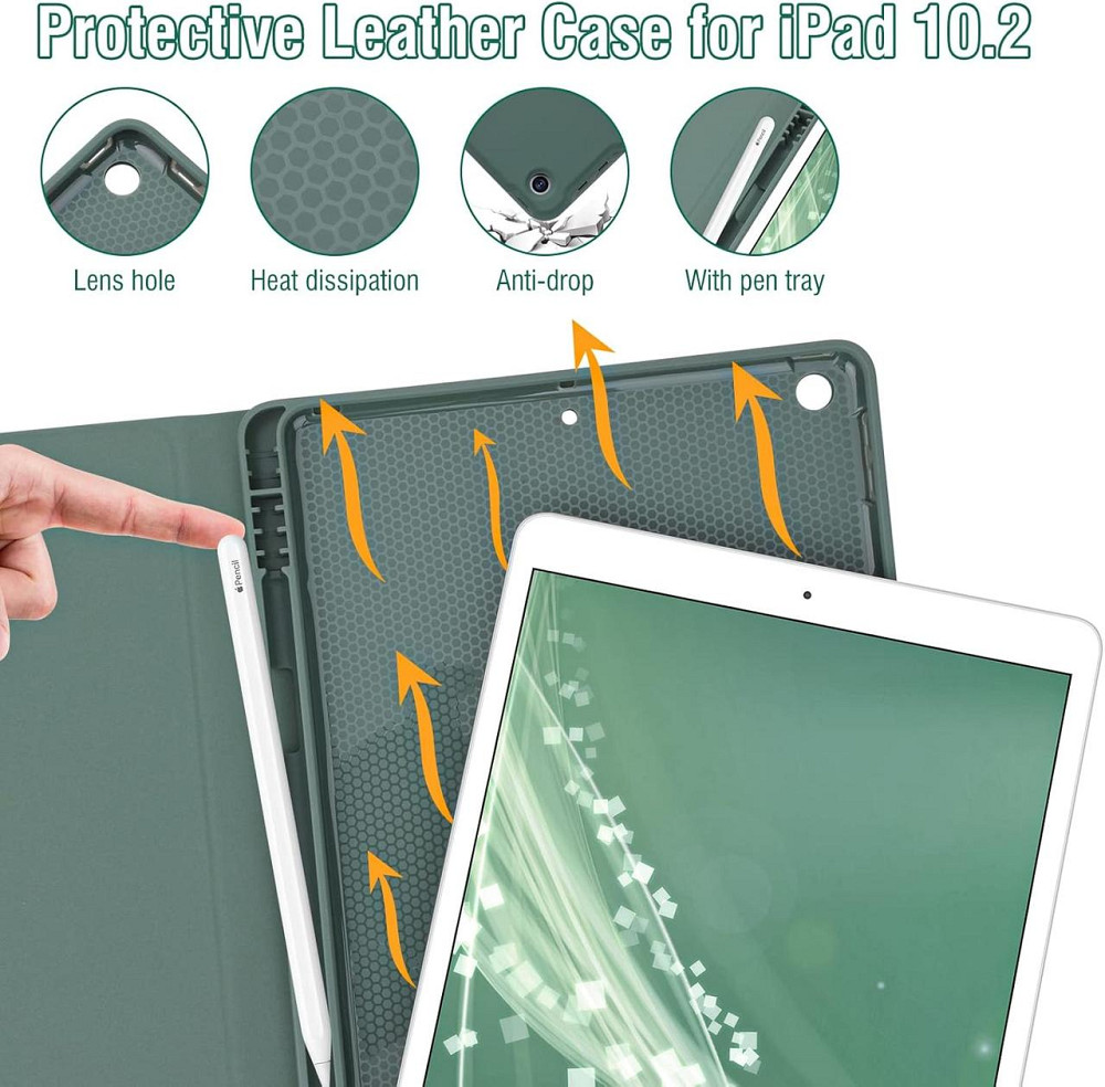 Чехол‑клавиатура для iPad 10.2 7/8/9 поколений Dark Green съемная беспроводная клавиатура отсек для Pencil Киев - изображение 3