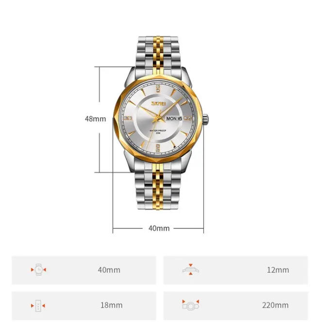 Годинник чоловічий класичний Skmei 9268 (Золотистий з сріблястим циферблатом) Вінниця - фото 8