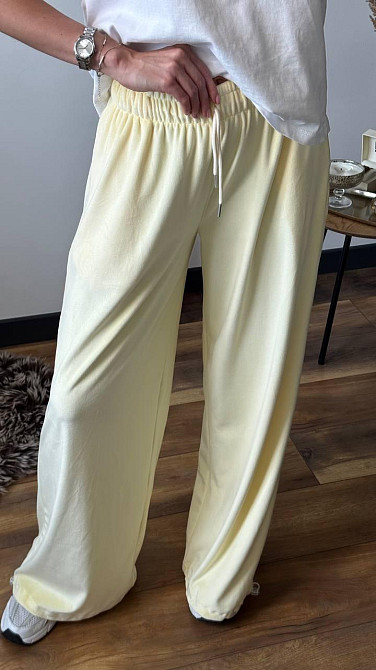 Женские прогулочные брюки из плюш велюра Лимонный, 44/46 Одесса - изображение 1