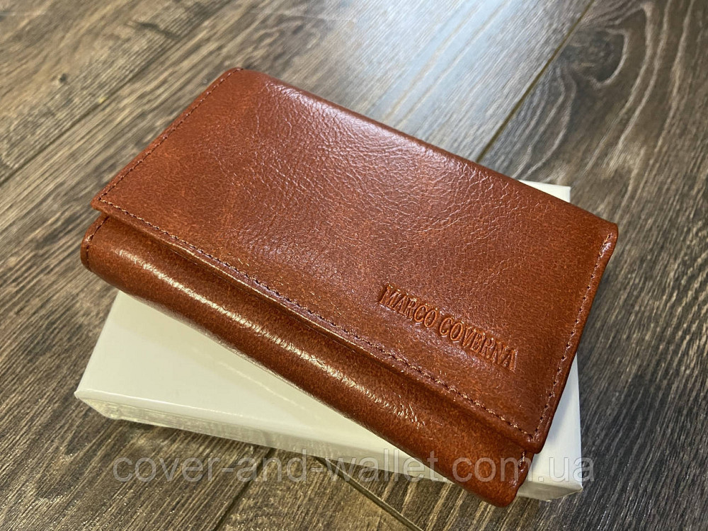 Компактний жіночий шкіряний гаманець з монетницею світло-коричневий Marco Coverna Київ - фото 3