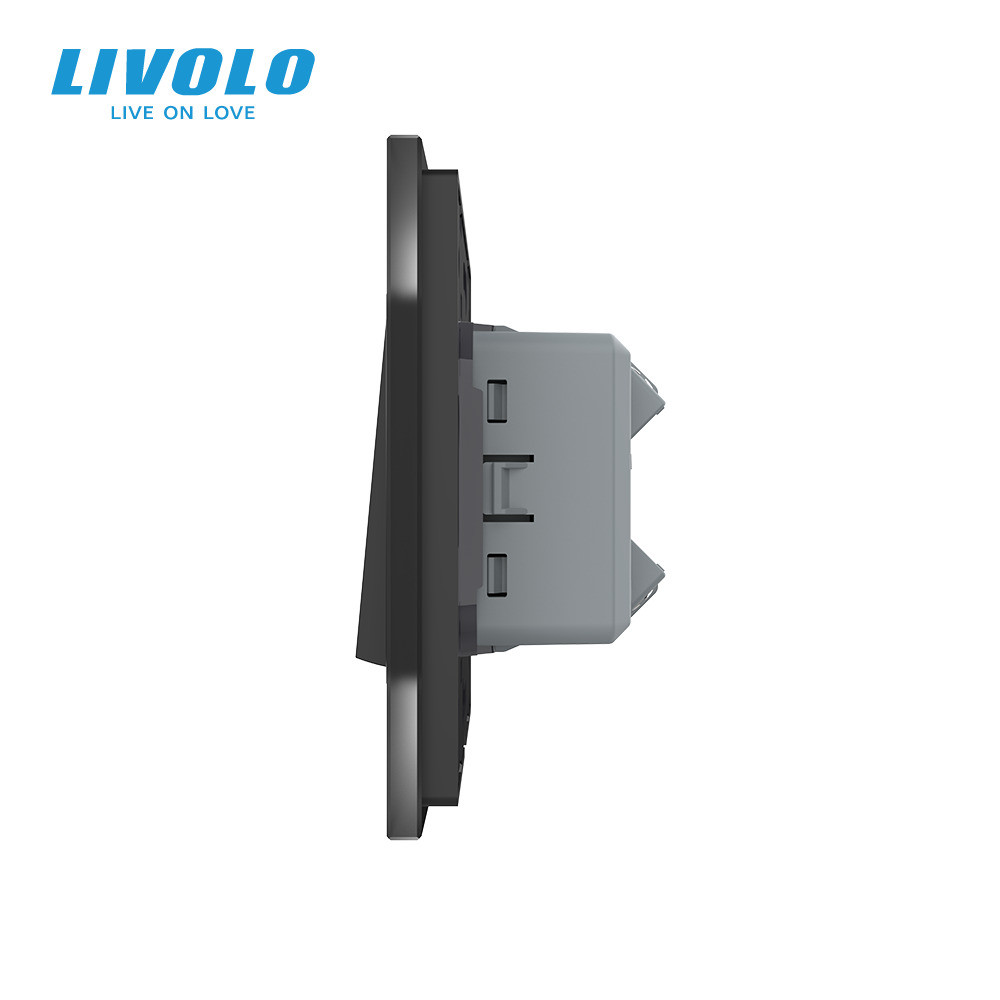 LIVOLO Одноклавішний перехресний вимикач LIVOLO чорний матовий скло Коломия - фото 2