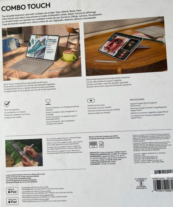Нова клавіатура Logitech Combo Touch для Ipad Pro 12.9’. Колір - сірий. Киев - изображение 1