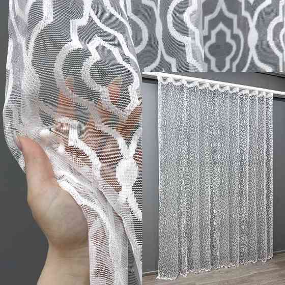 Тюль жаккард, цвет белый 1609т Киев