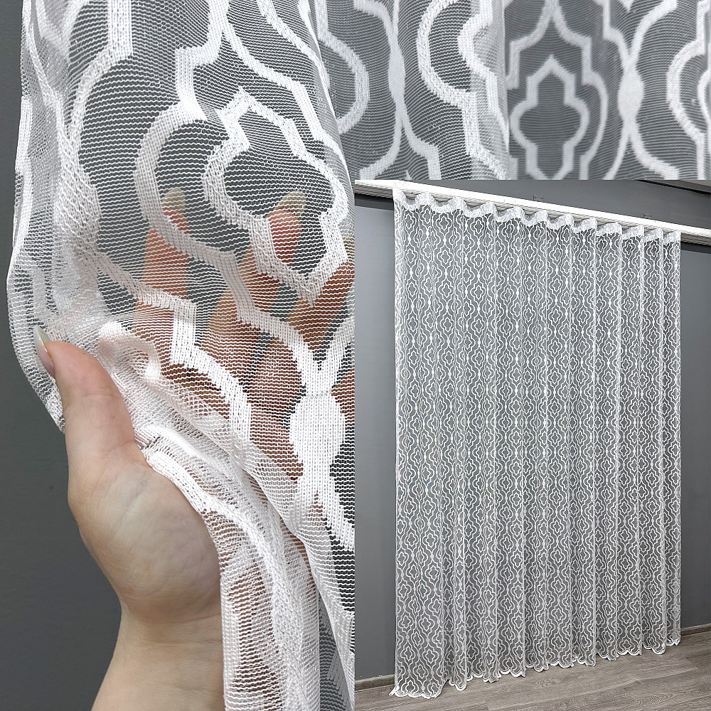 Тюль жаккард, цвет белый 1609т Киев - изображение 1