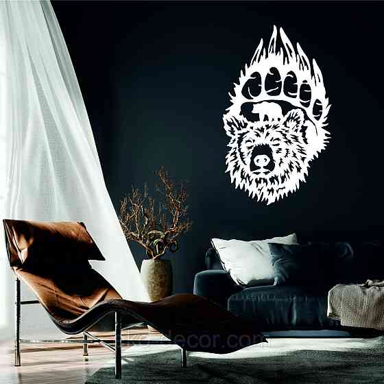 Настінне Панно «Ведмідь», Декор на стіну 110*66 см, Білий Київ