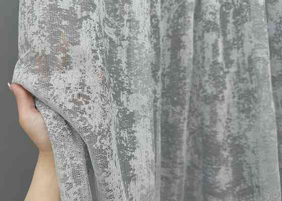 Тюль жаккард, коллекция «Мрамор Al-1», цвет серый 1664т Киев