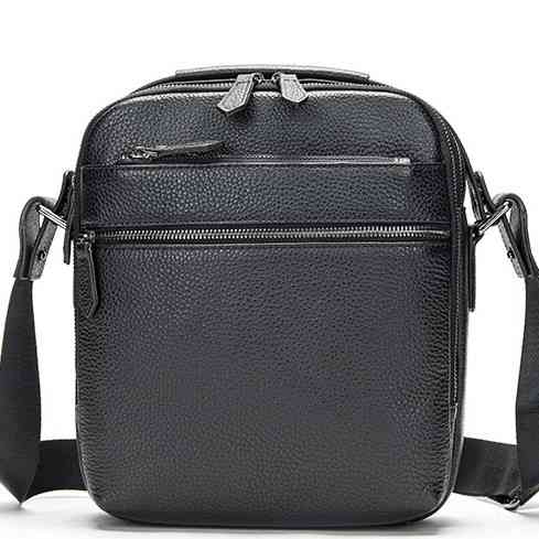 Шкіряна чоловіча сумка через плече чорна Tiding Bag MN-284334 Кам'янське