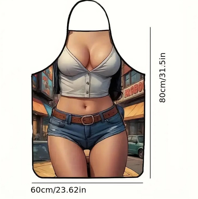 Фартух з приколом дівчина в джинсових шортах 80 на 60 см різнобарвний Київ - фото 4