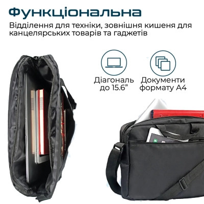 Сумка для ноутбука Promate 15.6" Gear-MB black (gear-mb.black) Вінниця - фото 4