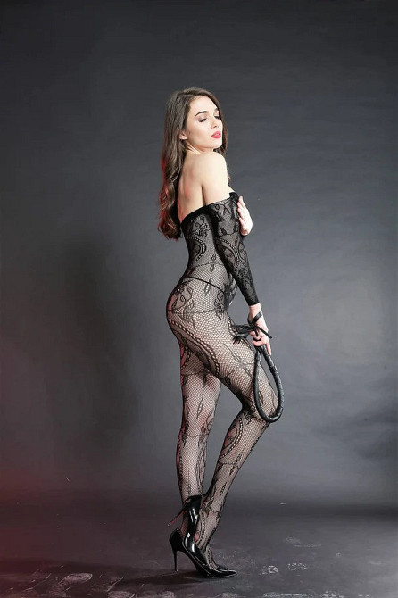 Еротичний бодістокінг мереживний з сітки, жіноча сексуальна білизна, універсальний розмір зріст: 145–185 см,One Size чорний, 8806 Кам'янець-Подільський - фото 2