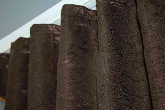 Кухонный комплект VR-Textil № 084к шторки с ламбрекеном белый с коричневым 270х170 см (52-0818) Киев