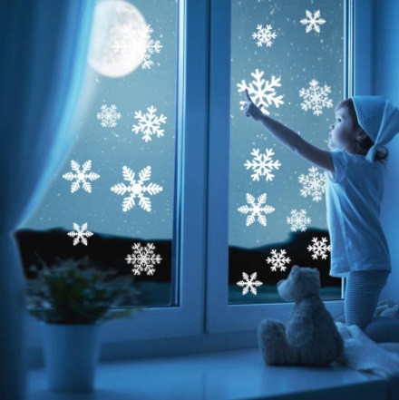 Снежинки на новый год на окна наклейка 50 на 35 см белый Киев - изображение 3