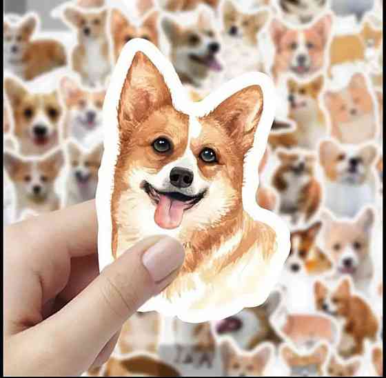Набір наліпок Коргі – 60 штук милих стікерів із собаками Київ