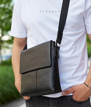 Мужская сумка через плечо кожаная черная Tiding Bag SK A75-181 Киев - изображение 2