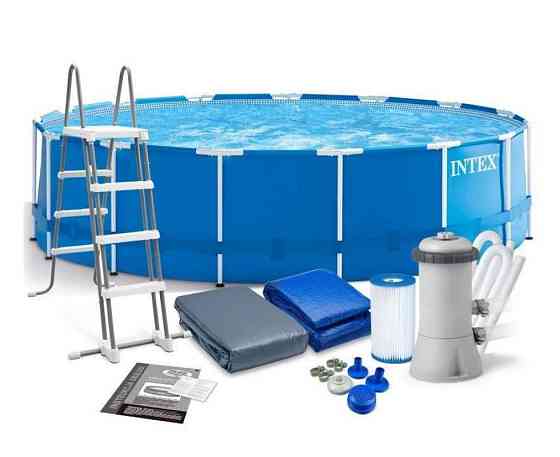 Каркасный бассейн Intex 457 х 122 см, 16805 литров, с лестницей, фильтрацией, тентом, подстилкой Киев