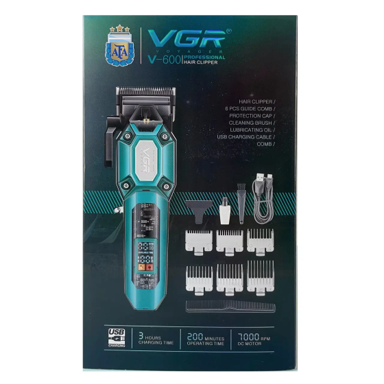 Машинка для стрижки аккумуляторная VGR V-600 clipper LCD (6 насадок) Киев