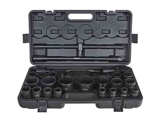 Набір ударних торцевих головок "Keltin" [к-т 26шт]: (3/4" 12-гранні 17-50мм ), (3/4" 6-гранна 36мм, 1" 6-гранні 55-65мм)+аксу Стрий