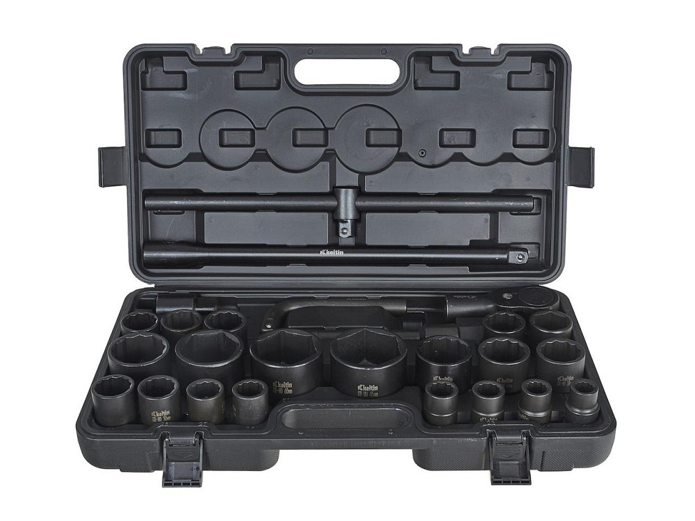 Набір ударних торцевих головок "Keltin" [к-т 26шт]: (3/4" 12-гранні 17-50мм ), (3/4" 6-гранна 36мм, 1" 6-гранні 55-65мм)+аксу Стрый - изображение 3