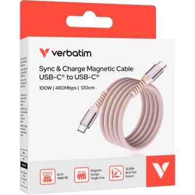 Дата кабель USB-C to USB-C 1.2m Magnetic 100W pink Verbatim (31857) Винница